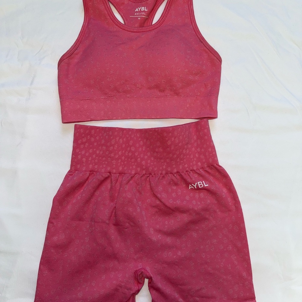 AYBL Pink Sports Bra and Shorts Set
